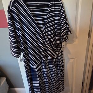 Kim Rogers Navy and White Striped Top